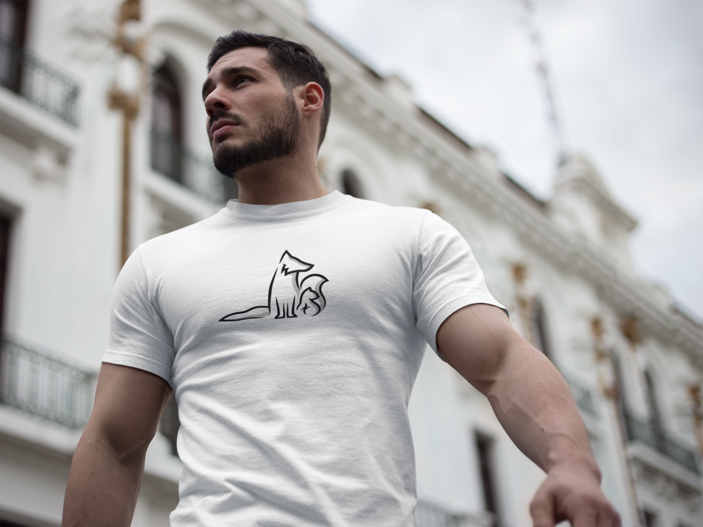 T-Shirt Premium Weiß - Kontrast Logo