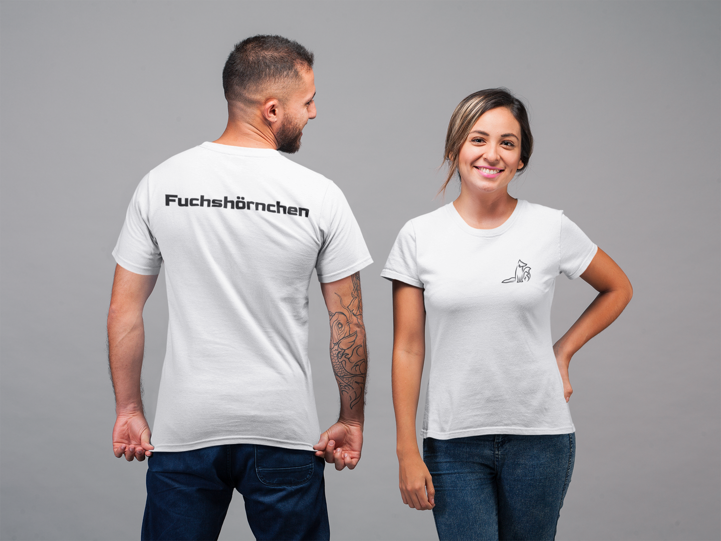 T-Shirt Premium Weiß - Kontrast Logo und Schriftzug