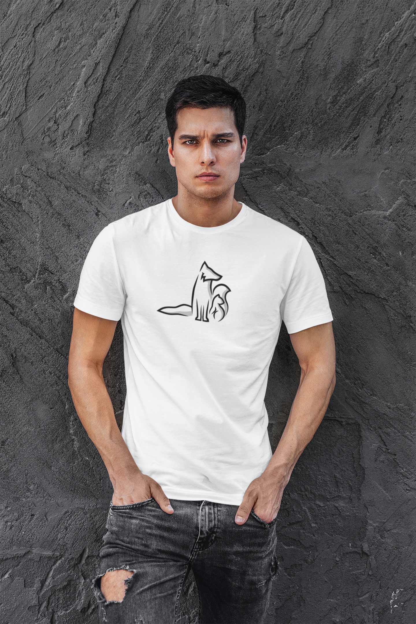 T-Shirt Premium Weiß - Kontrast Logo